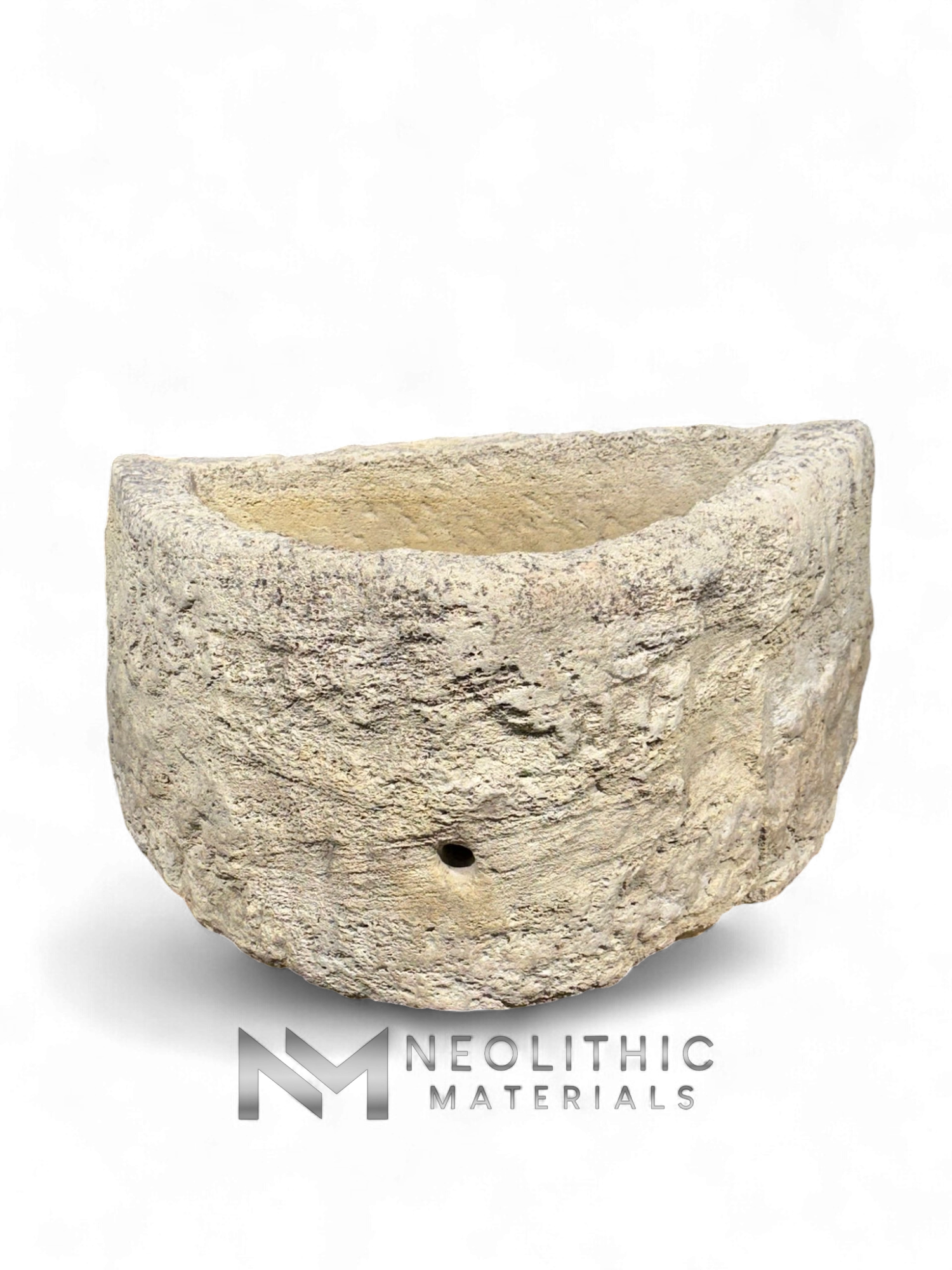 Antique French Limestone Half Moon Trough